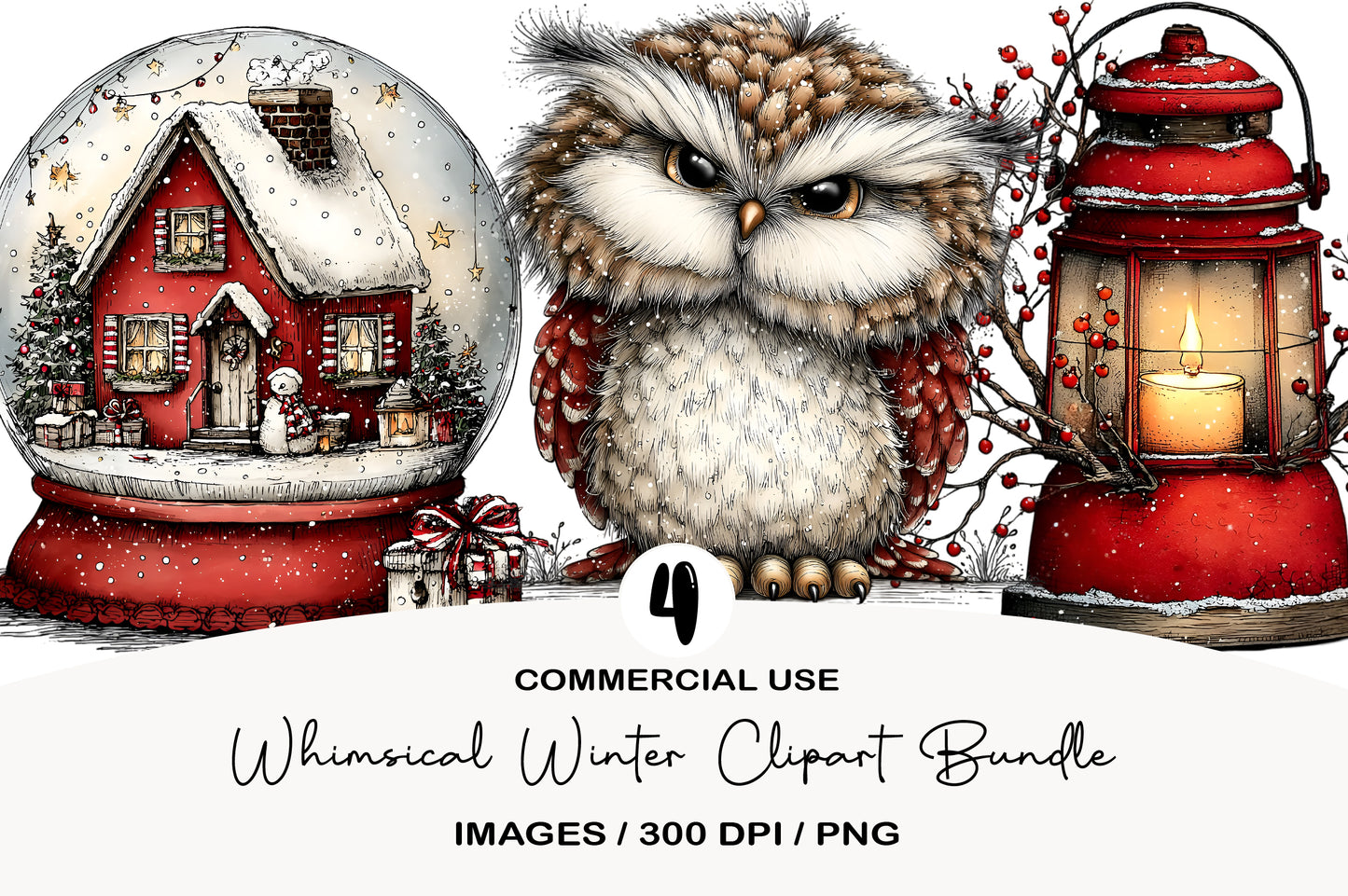 Whimsical Winter Clipart Bundle PNG