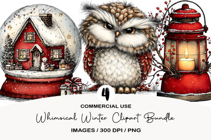 Whimsical Winter Clipart Bundle PNG