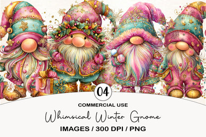 Whimsical Winter Gnome Clipart PNG