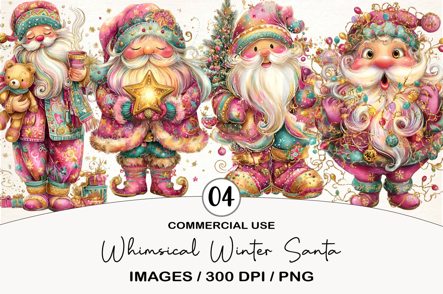 Whimsical Winter Santa Clipart PNG