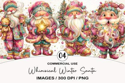 Whimsical Winter Santa Clipart PNG