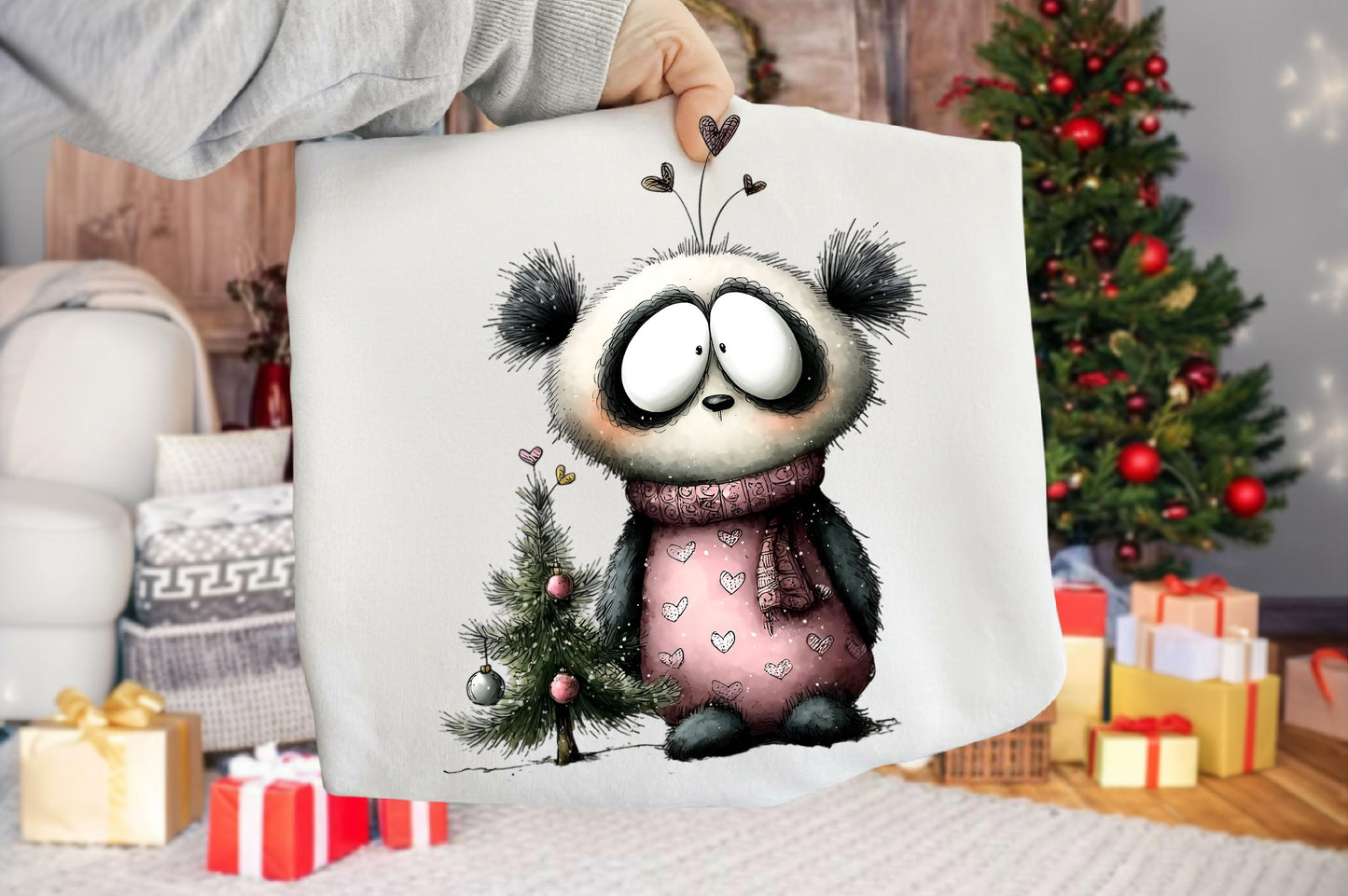 Whimsical Woodland Christmas Panda Clipart PNG Bundle | Cute Watercolor Holiday Forest Panda | Festive Winter Panda PNG