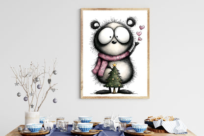 Whimsical Woodland Christmas Panda Clipart PNG Bundle | Cute Watercolor Holiday Forest Panda | Festive Winter Panda PNG