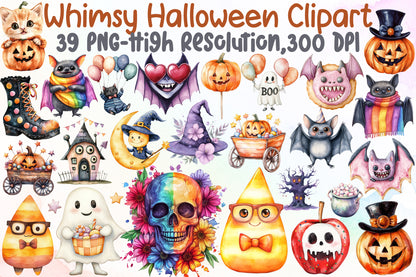 Whimsical Halloween Clipart PNG Bundle