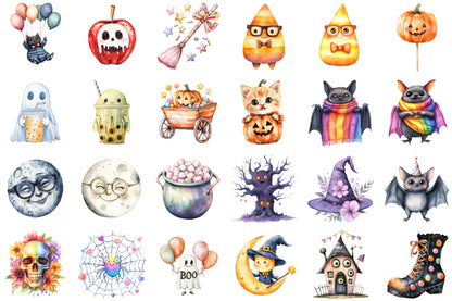 Whimsical Halloween Clipart PNG Bundle