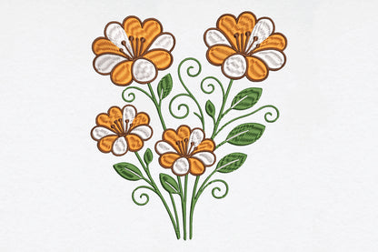 White and Yellow Floral Embroidery