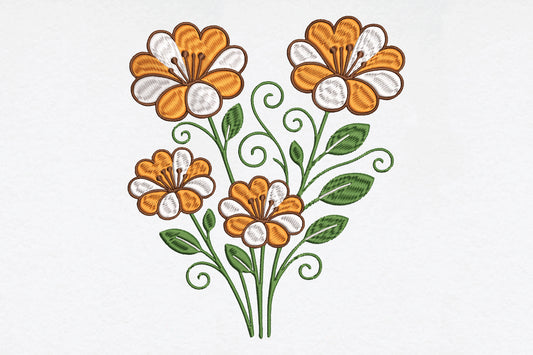 White and Yellow Floral Embroidery