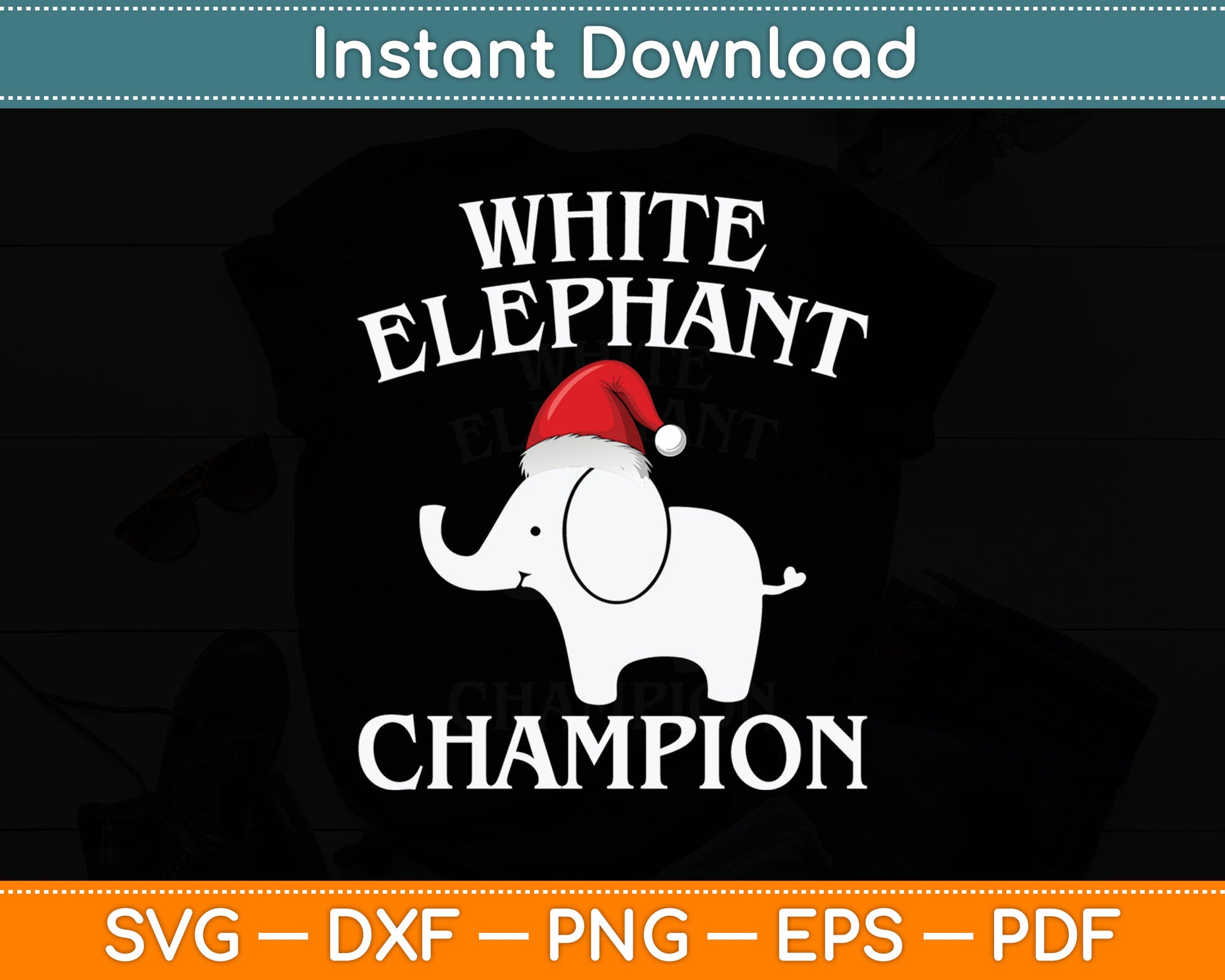 White Elephant Champion Party Funny Christmas Svg Digital Cutting File