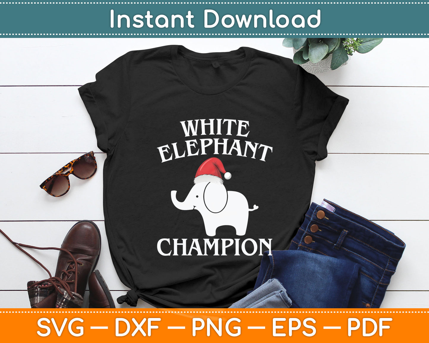 White Elephant Champion Party Funny Christmas Svg Digital Cutting File