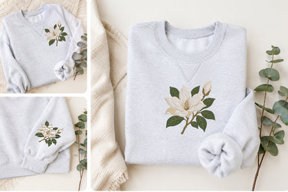 White Magnolia Embroidery Design