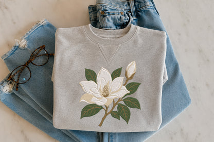 White Magnolia Embroidery Design