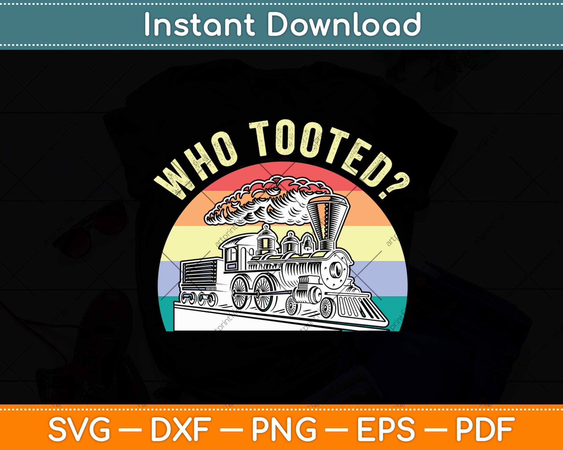 Who Tooted Cute Train Retro Vintage Railroad Svg Digital Cutting File