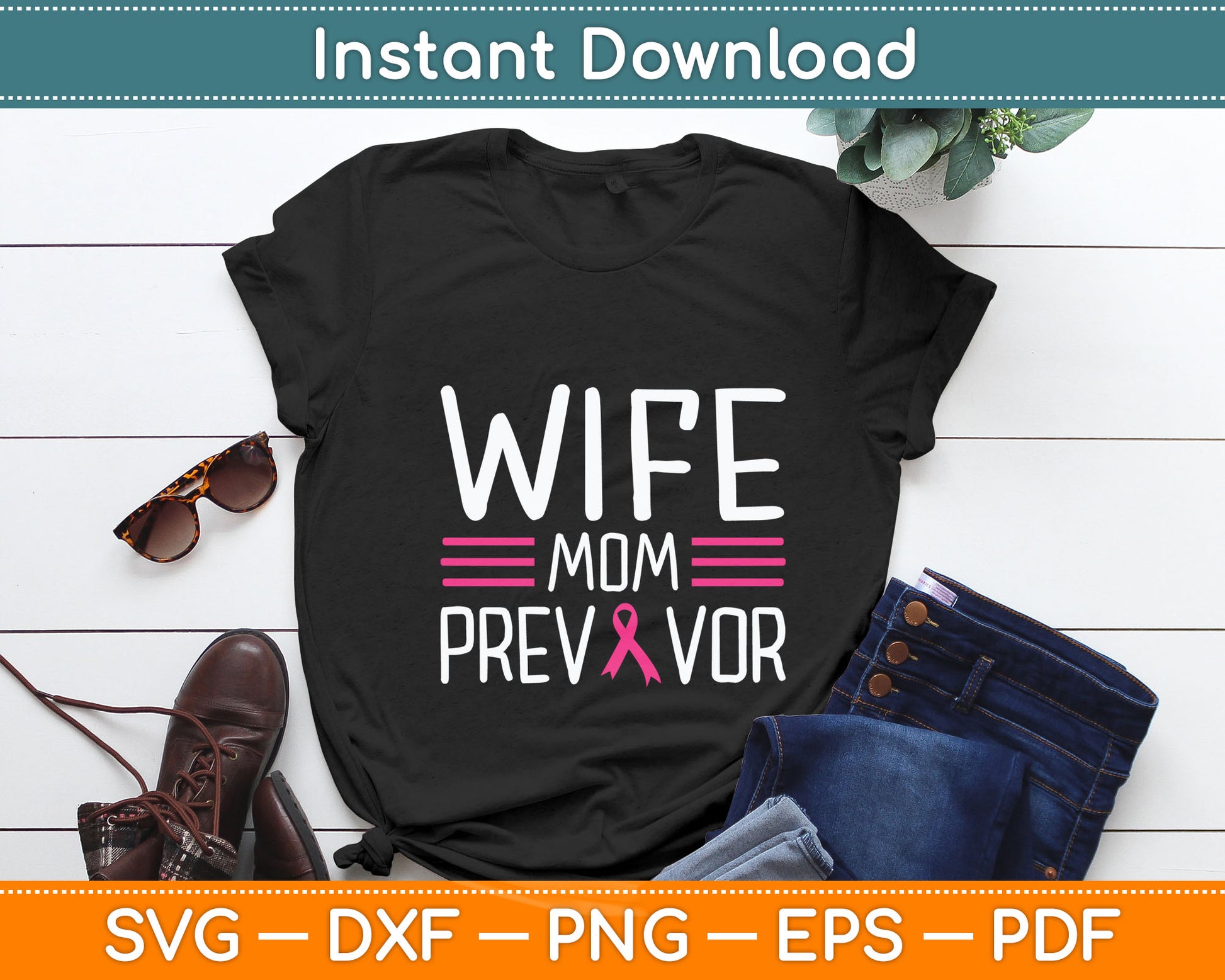 Wife Mom Previvor Breast Cancer Awareness Svg Digital Cutting File
