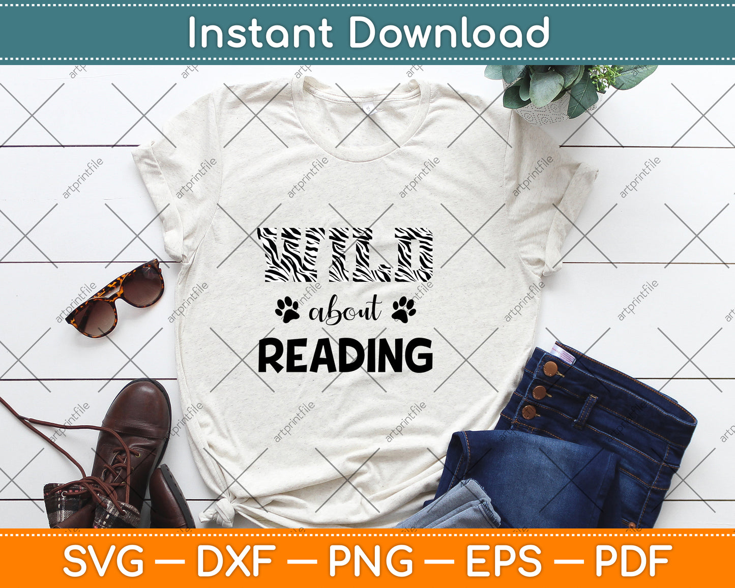 Wild About Reading Back To School Teacher Books Read Svg Digital Cutting File