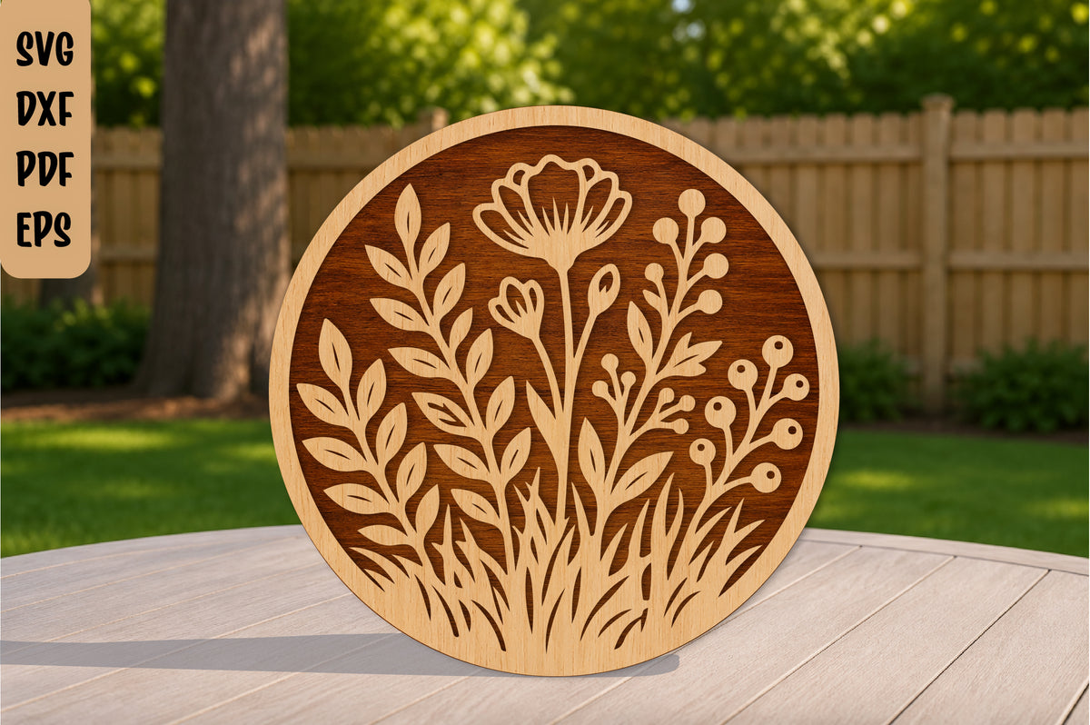 Wildflower Botanical Laser Cut SVG