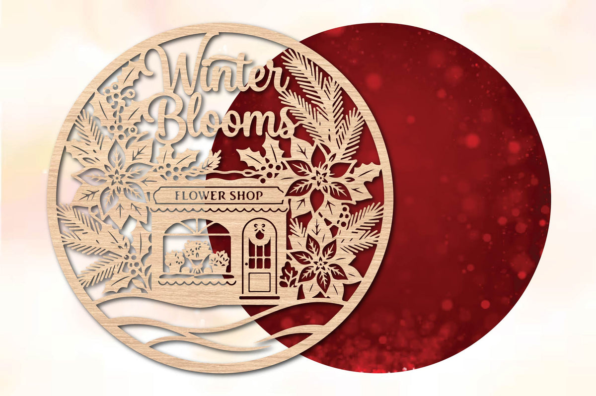 Winter Blooms Flower Shop Laser Cut SVG