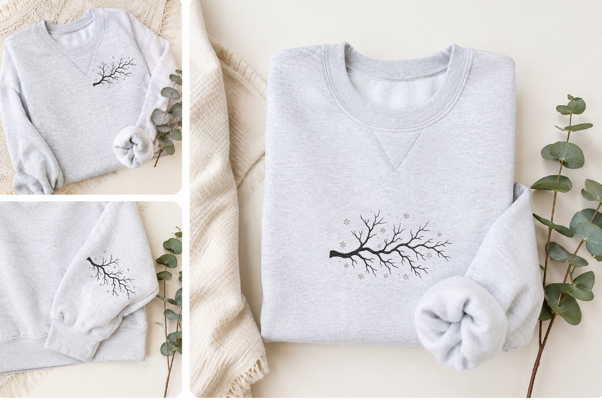 Winter Branch Embroidery Design