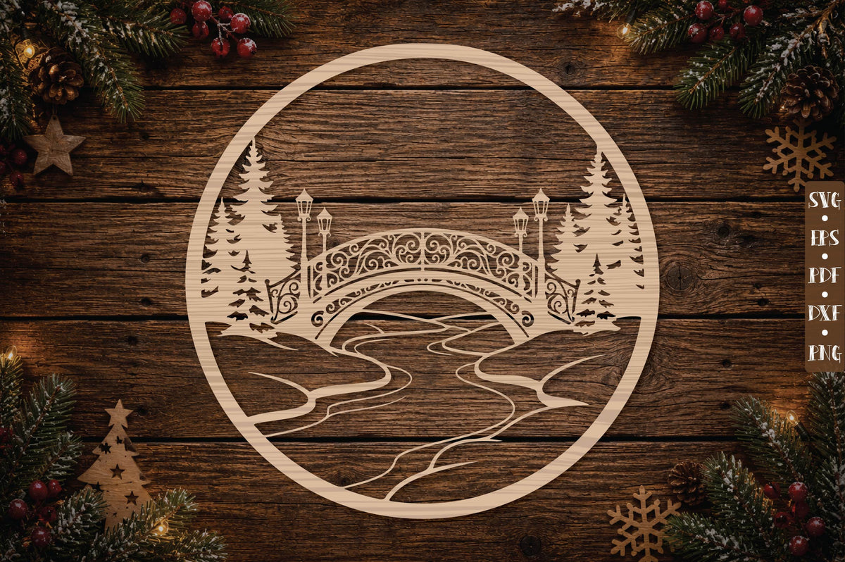 Winter Bridge Ornament SVG