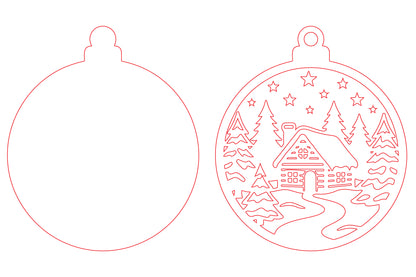 Winter Cabin Christmas Ornament Laser Cut SVG