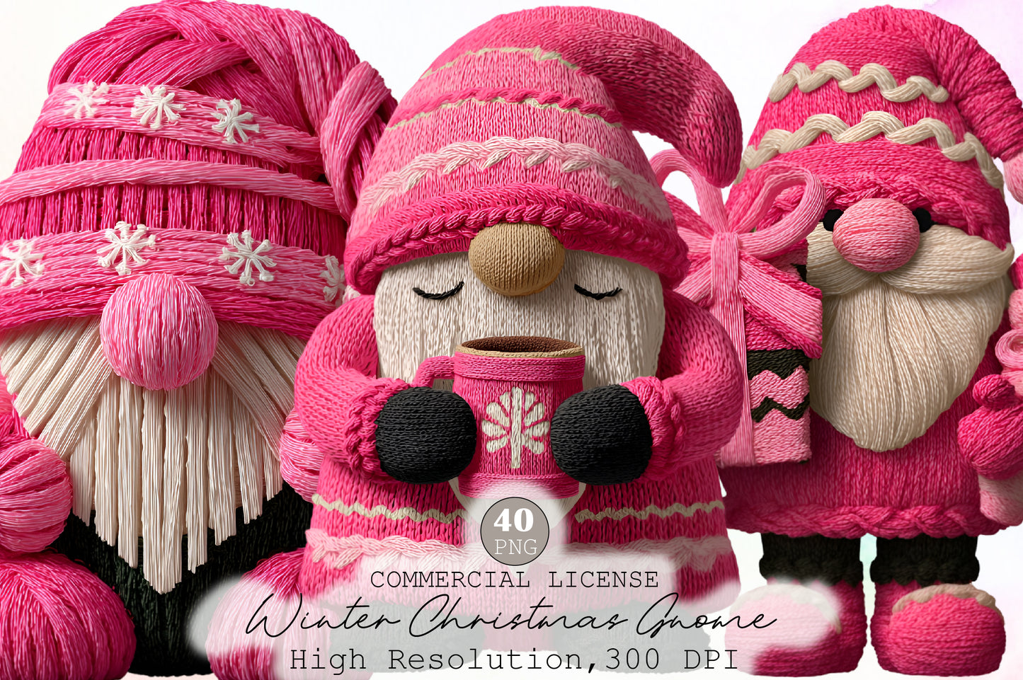 Winter Christmas Gnome Clipart PNG Bundle
