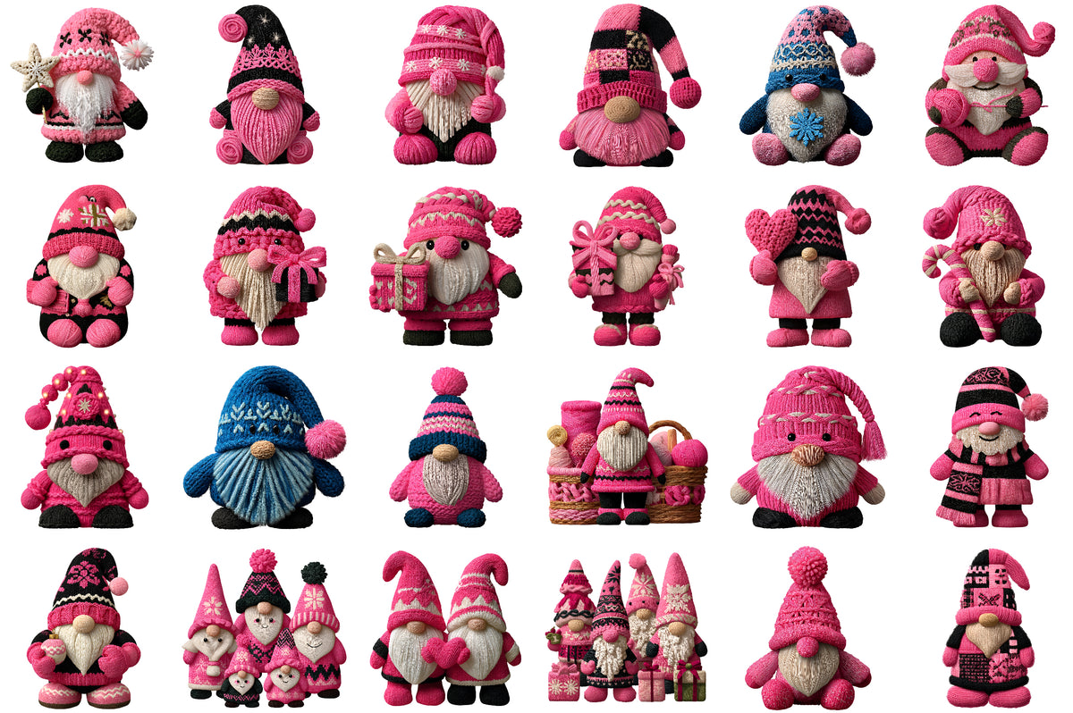Winter Christmas Gnome Clipart PNG Bundle