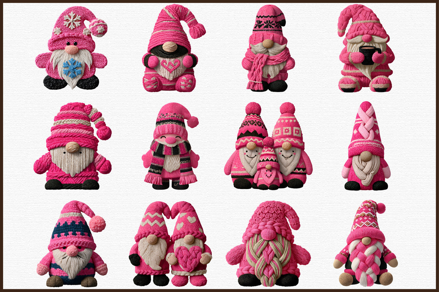 Winter Christmas Gnome Clipart PNG Bundle