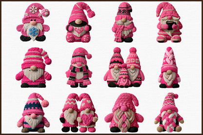 Winter Christmas Gnome Clipart PNG Bundle