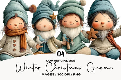 Winter Christmas Gnome Clipart PNG