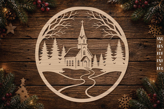 Winter Church Ornament SVG