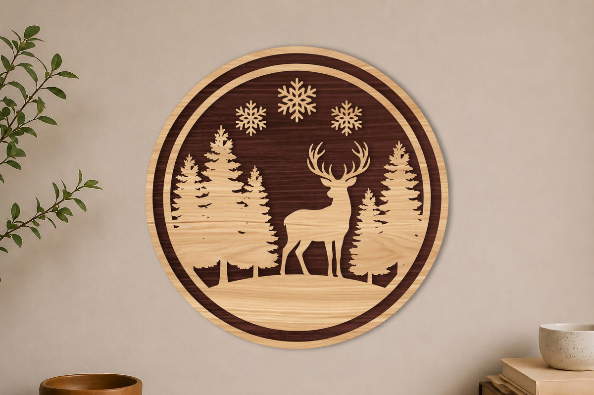 Winter Forest Deer Laser Cut