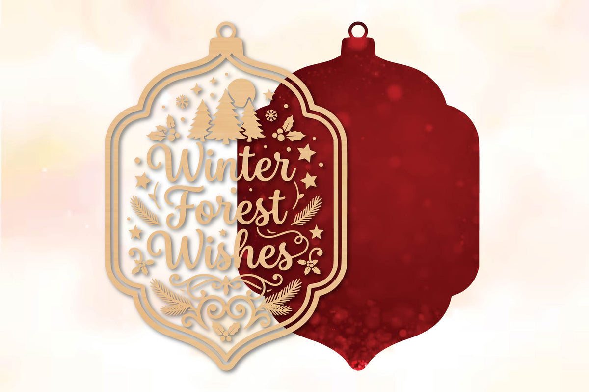 Winter Forest Wishes Christmas Ornament Laser Cut SVG
