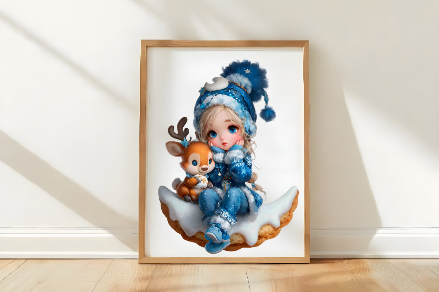 Winter Gnome Girl and Reindeer Clipart PNG Bundle | Cute Watercolor Christmas Gnome Clipart | Holiday Winter PNG
