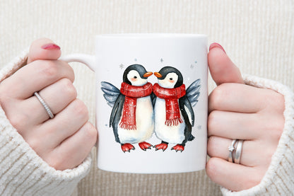 Watercolor Winter Penguin Christmas Clipart PNG Bundle