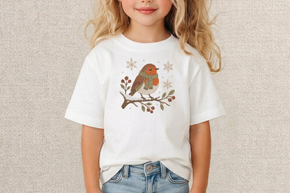Winter Robin Embroidery Design – Cute Robin Bird Machine Embroidery Pattern, Winter Nature & Woodland Embroidery Design
