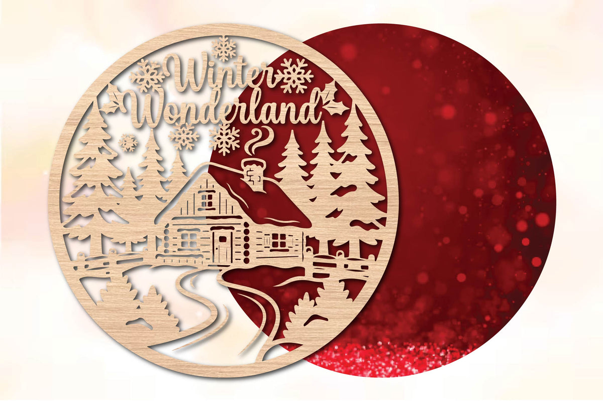 Winter Wonderland Cabin Laser Cut SVG