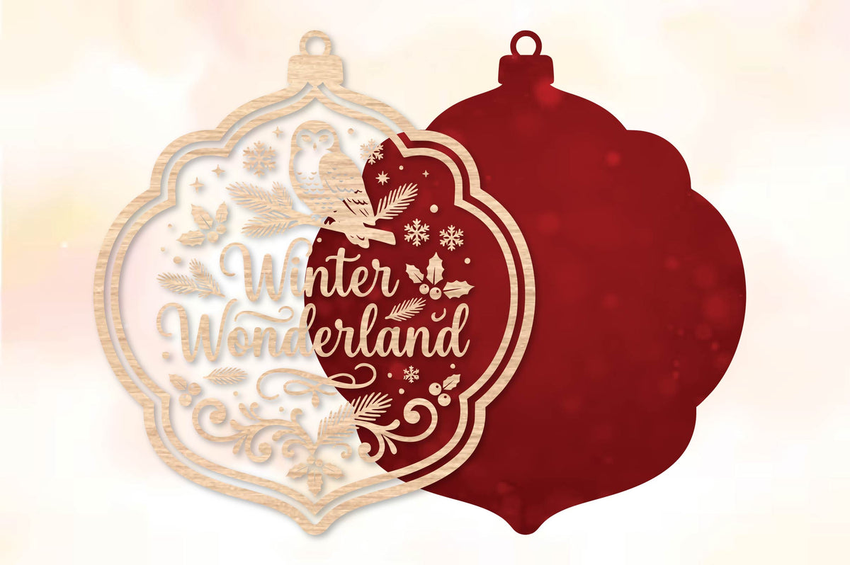 Winter Wonderland Owl Christmas Ornament Laser Cut SVG