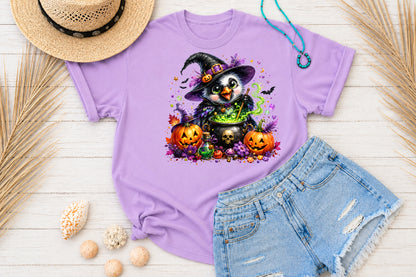 Cute Witch Owl Halloween Sublimation PNG Magic Cauldron Spooky Bird Design