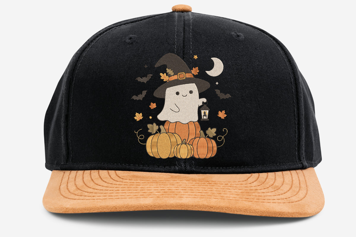 Witch Ghost Pumpkin Stack Halloween Embroidery Design – Cute Spooky Halloween Machine Embroidery