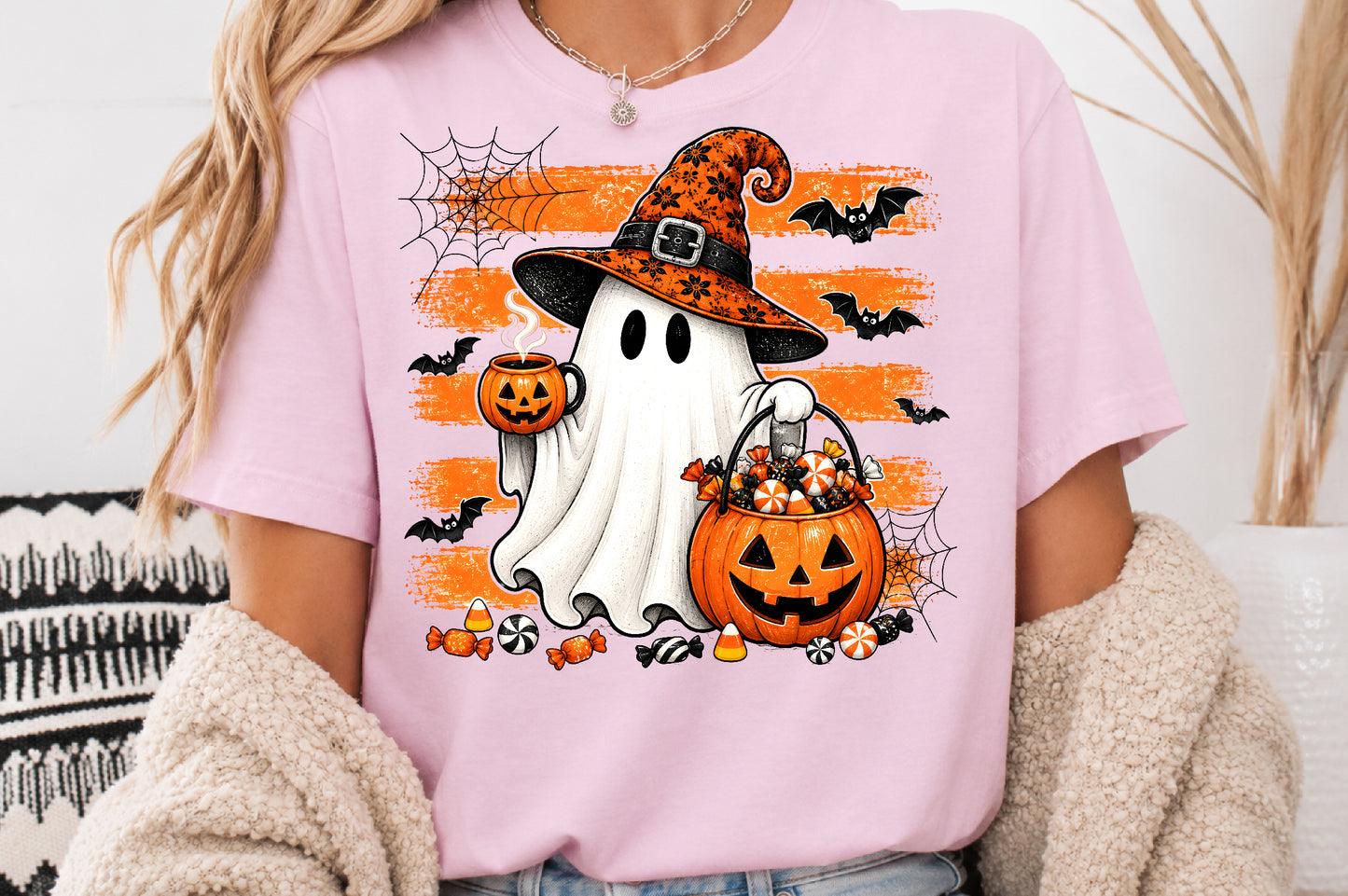 Witch Ghost PNG Halloween Pumpkin Candy Spooky Sublimation Design
