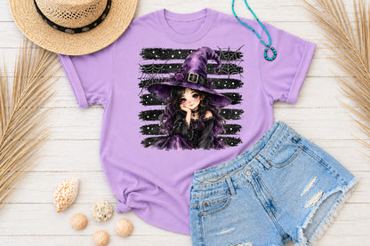 Witch Girl Halloween PNG Cute Purple Witch Spooky Sublimation Design