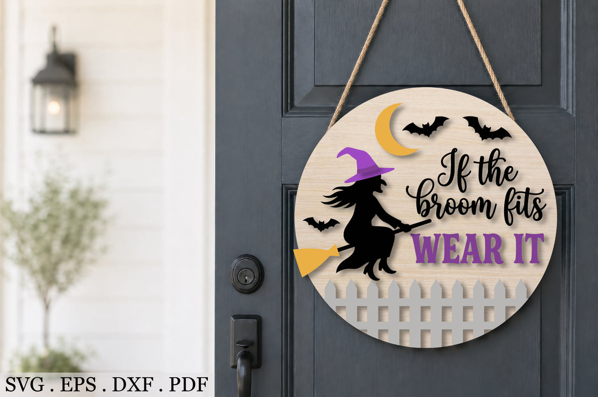 Witch Halloween Door Hanger SVG Laser Cut