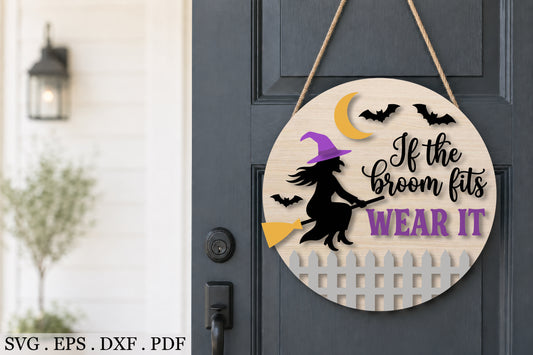 Witch Halloween Door Hanger SVG Laser Cut