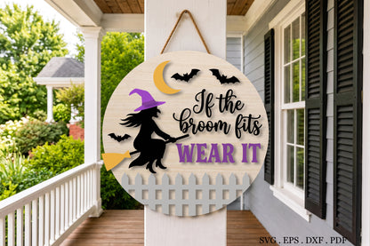 Witch Halloween Door Hanger SVG Laser Cut