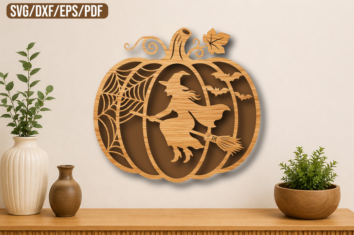 Witch Halloween Pumpkin Laser Cut SVG