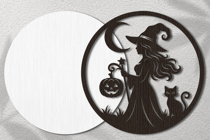 Witch Moon Halloween Sign Laser Cut SVG