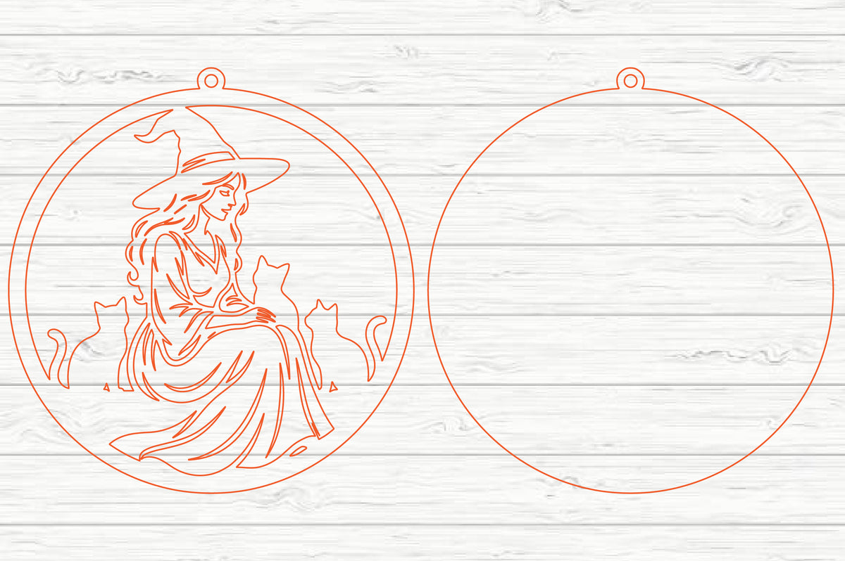 Witch & Cat Halloween Laser Cut SVG