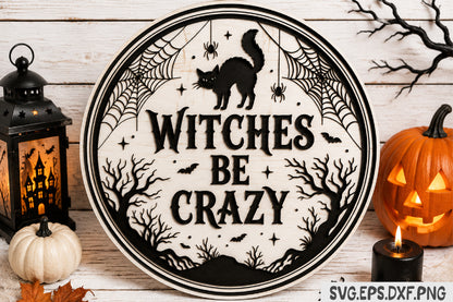 Spooky Witch Wooden Sign Laser Cut Design