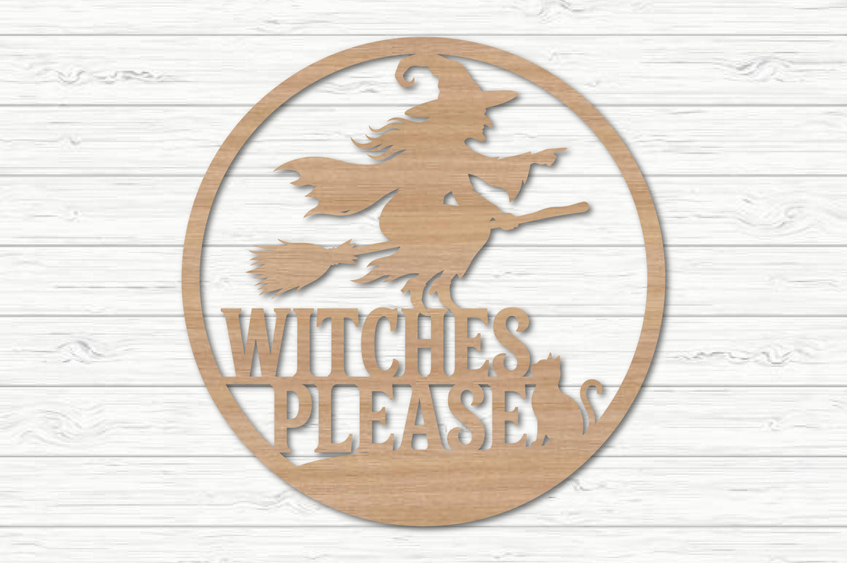 Witches Please Flying Witch Halloween SVG Laser Cut Design