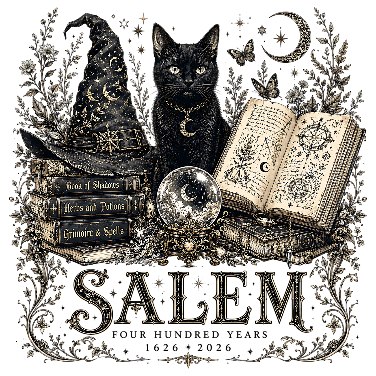 Salem Witch Black Cat Halloween PNG