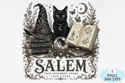 Salem Witch Black Cat Halloween PNG